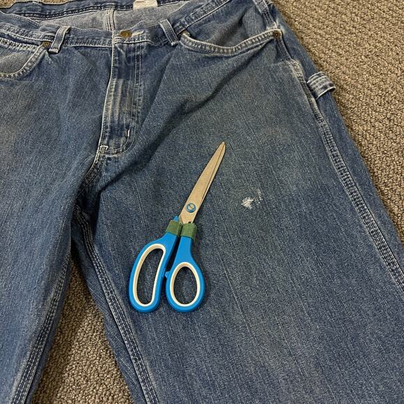 Key Jeans Mens 36x34 Blue Carpenter Outdoor Workwear Flawed - Picture 3 of 15